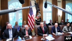 El presidente de Estados Unidos, Donald Trump, habla durante una reunión de gabinete en la Sala del Gabinete de la Casa Blanca en Washington, DC, el 12 de febrero de 2019.