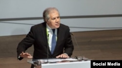 Almagro en el discurso inaugural de la VIII Cumbre de Las Américas en Lima Perú. Tomado de @Almagro_OEA2015 