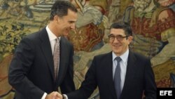 El rey Felipe VI recibe en el Palacio de la Zarzuela al presidente del Congreso, Patxi López.