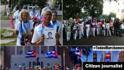 Una mujer participa en una manifestación contra el Gobierno venezolano hoy, lunes 24 de abril de 2017, en Caracas (Venezuela). Centenares de venezolanos en varias ciudades del país comenzaron a concentrarse para la protesta convocada por la oposición deno