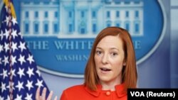 La portavoz de la Casa Blanca, Jen Psaki, durante una rueda de prensa en la residencia presidencial, el 26 de enero de 2021.