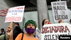 Manifestación en el Día Mundial de la Libertad de Prensa en Caracas, Venezuela, el 3 de mayo de 2016.