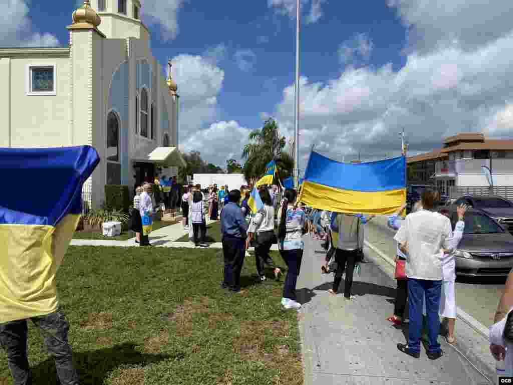 Manifestaci&#243;n en Miami contra la invasi&#243;n rusa a Ucrania. 