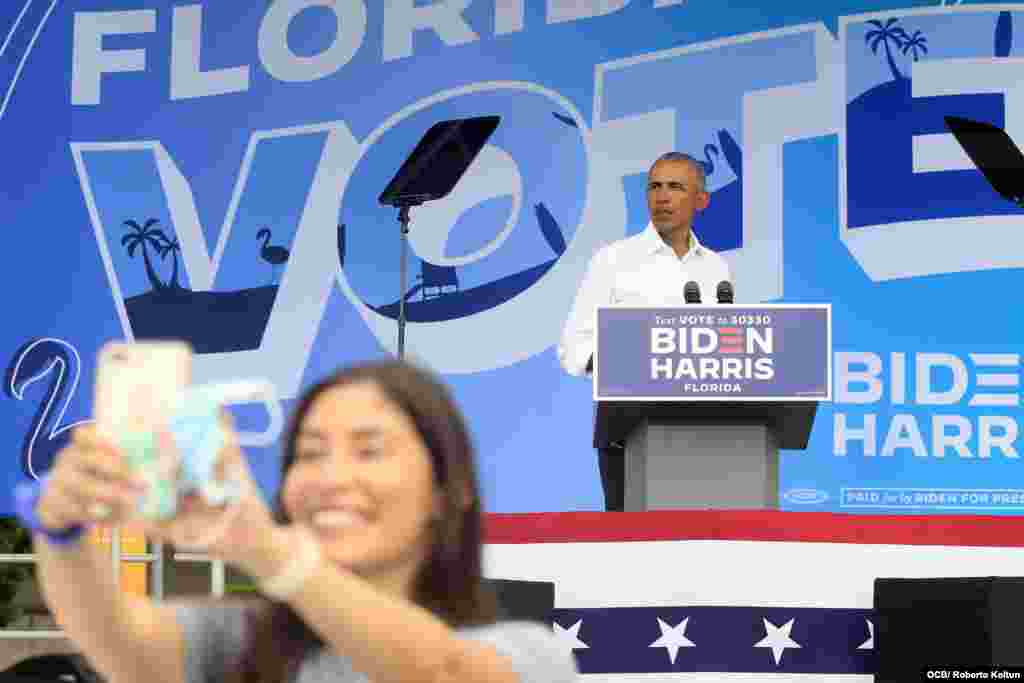 Visita del Ex Presidente Barak Obama a la FIU North Campus apoyo al candidato Joe Biden.