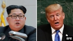 Combo de fotografías de archivo del gobernante norcoreano Kim Jong-Un (i) y el presidente de EEUU, Donald Trump.