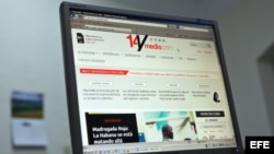 Imagen de pantalla de la página del diario digital independiente "14yMedio" creado por la bloguera cubana Yoani Sánchez.