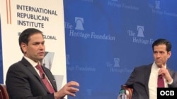 Marco Rubio en el Heritage Foundation. 