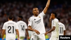 Kylian Mbappé del Real Madrid celebra su primer gol / Foto: REUTERS: Susana Vera