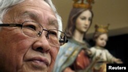 Exlíder de la Iglesia Católica en Hong Kong, cardinal Joseph Zen, en una conferencia de prensa. (Reuters/Bobby Yip).