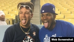 (i-e) Yulieski Gurriel y Yasiel Puig.