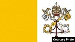 Bandera de El Vaticano con escudo.